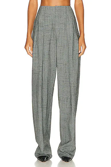 3D Criss Cross Viscose Silk Trousers Camping & Grey