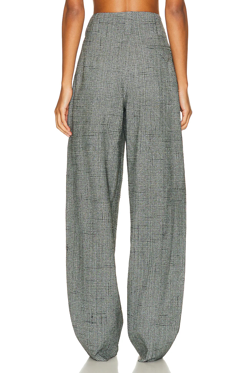 3D Criss Cross Viscose Silk Trousers Camping & Grey