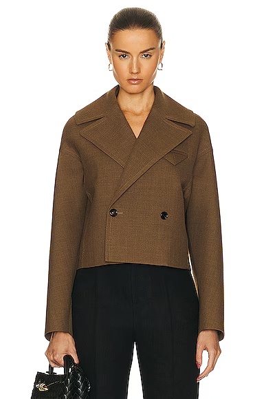 Structured Wool Cropped Jacket Gingersnap Melange