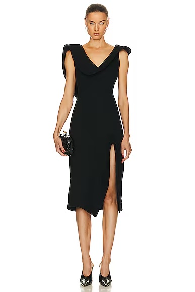 Structured Double Melange Dress Black