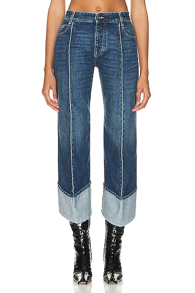 Medium Indigo Straight Leg Jeans Mid Blue