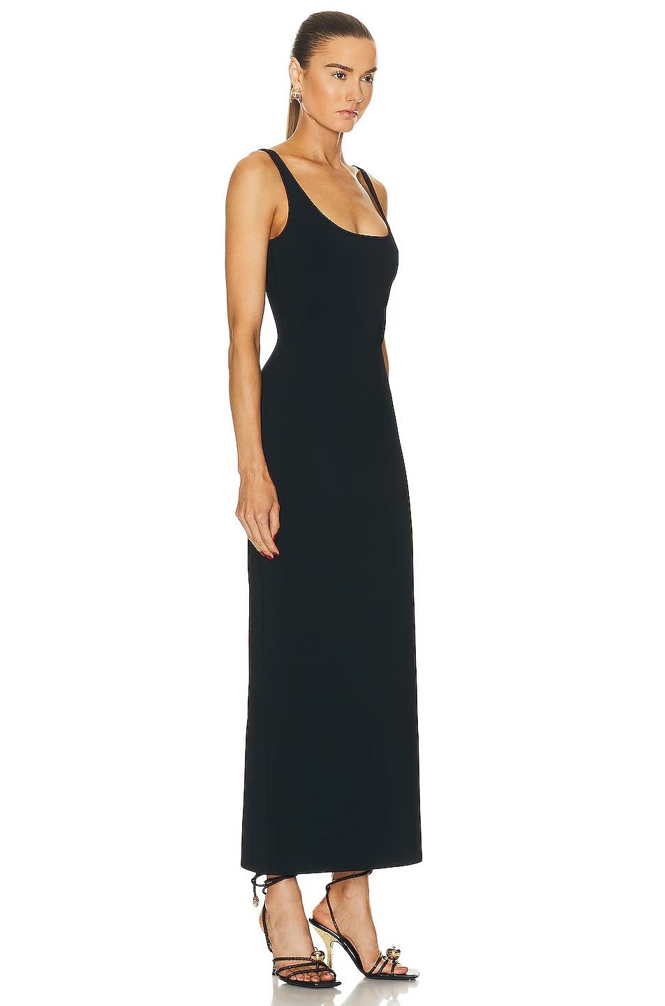 Compact Viscose Long Dress Black