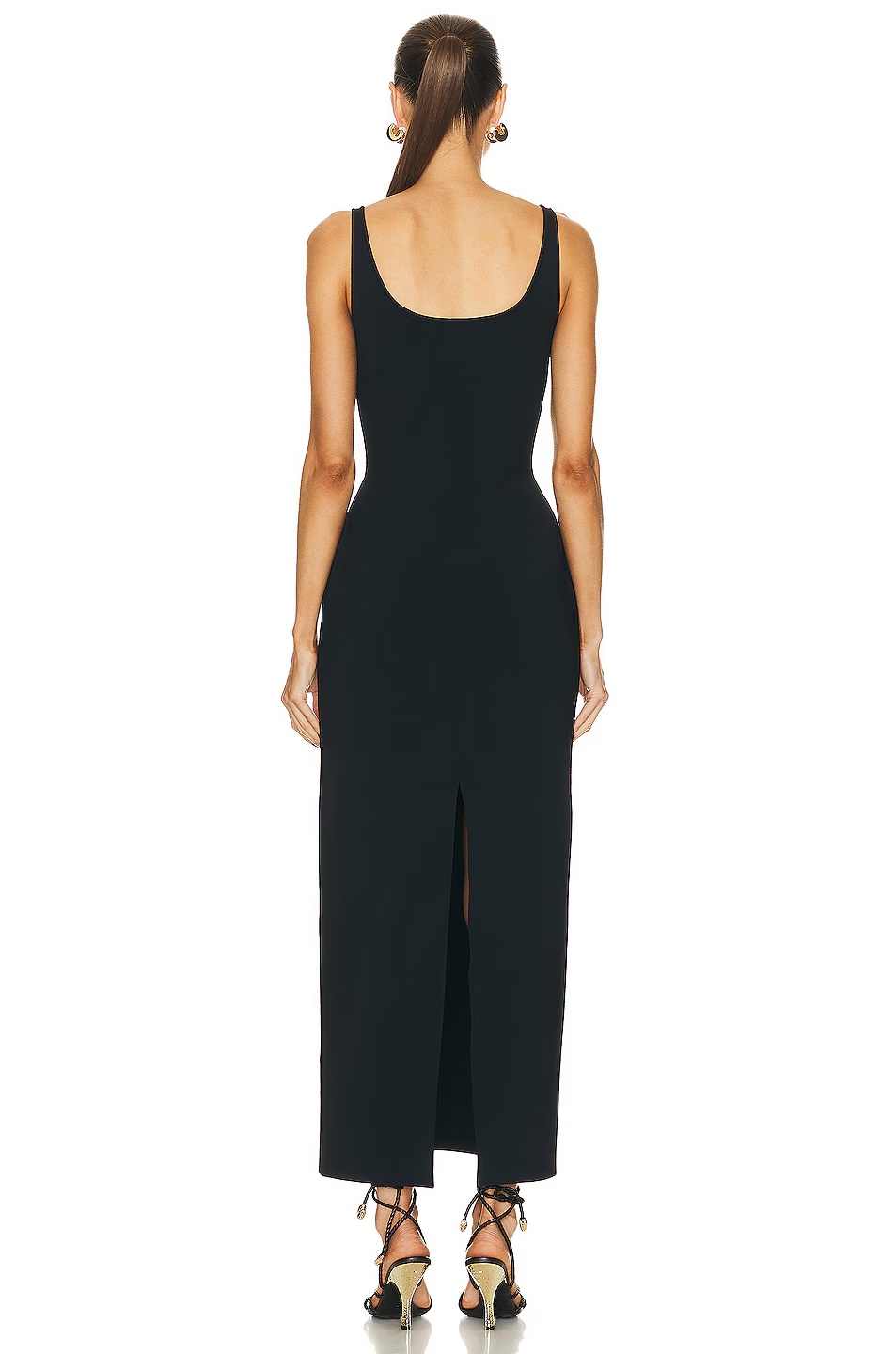 Compact Viscose Long Dress Black