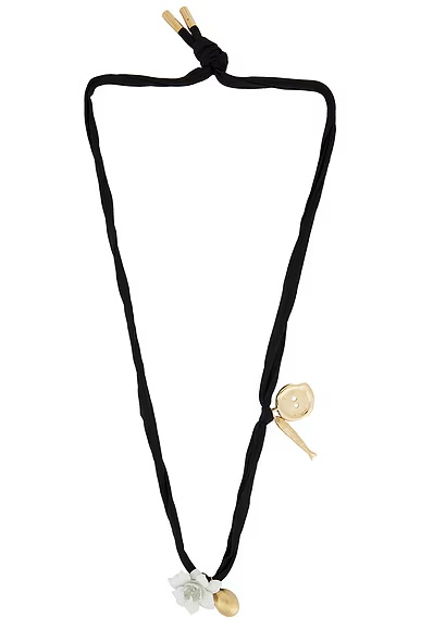 Lucky Charms Black Flower Cord Necklace Golden Yellow