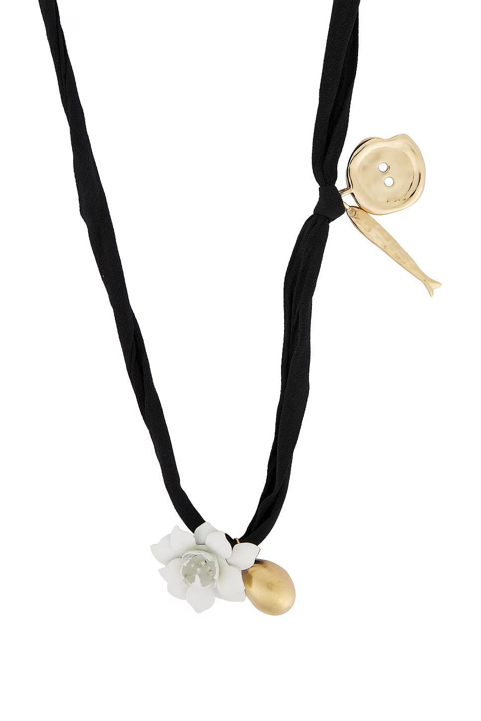 Lucky Charms Black Flower Cord Necklace Golden Yellow