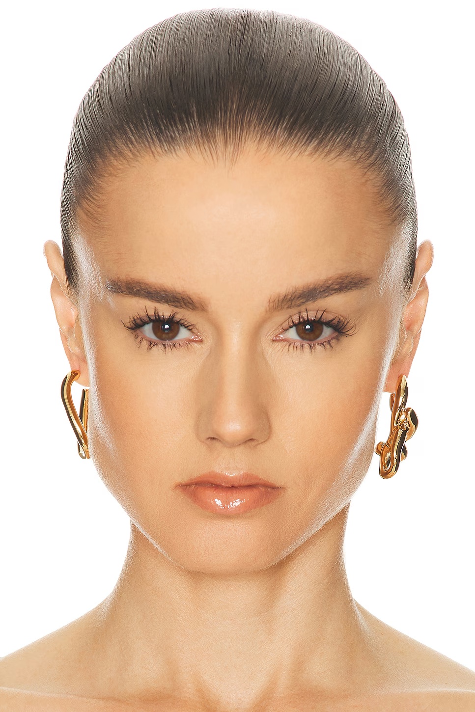 Chain Link Golden Asymmetrical Earrings Golden Yellow