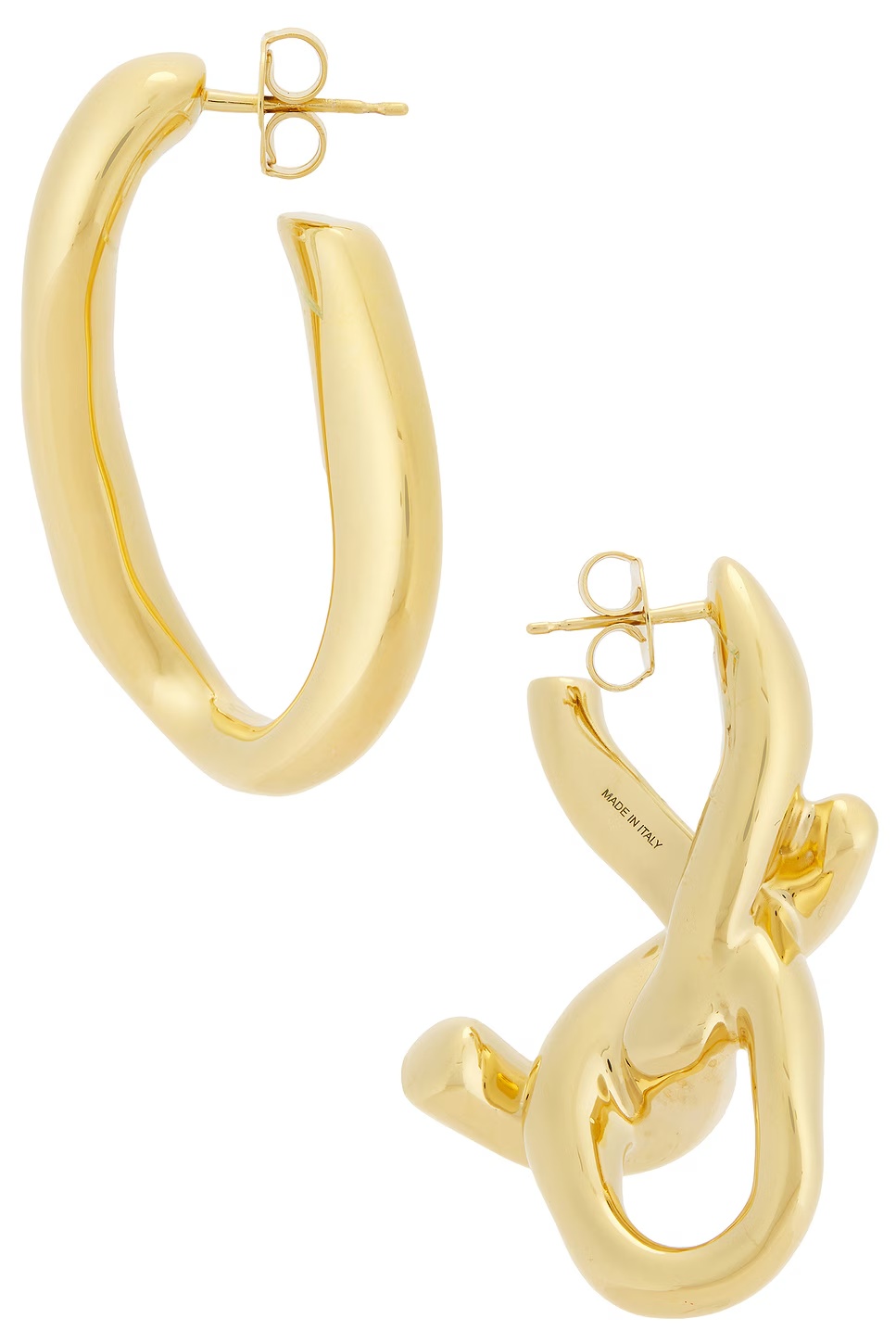 Chain Link Golden Asymmetrical Earrings Golden Yellow