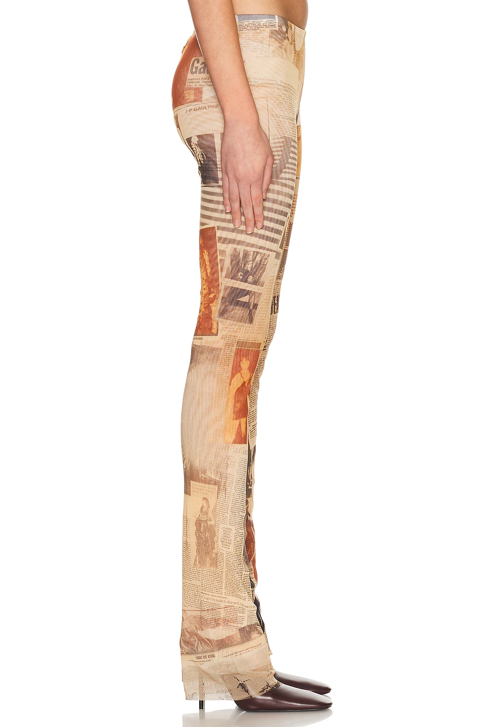 Mesh Printed Journal Trouser Ecru, Light Grey, & Red