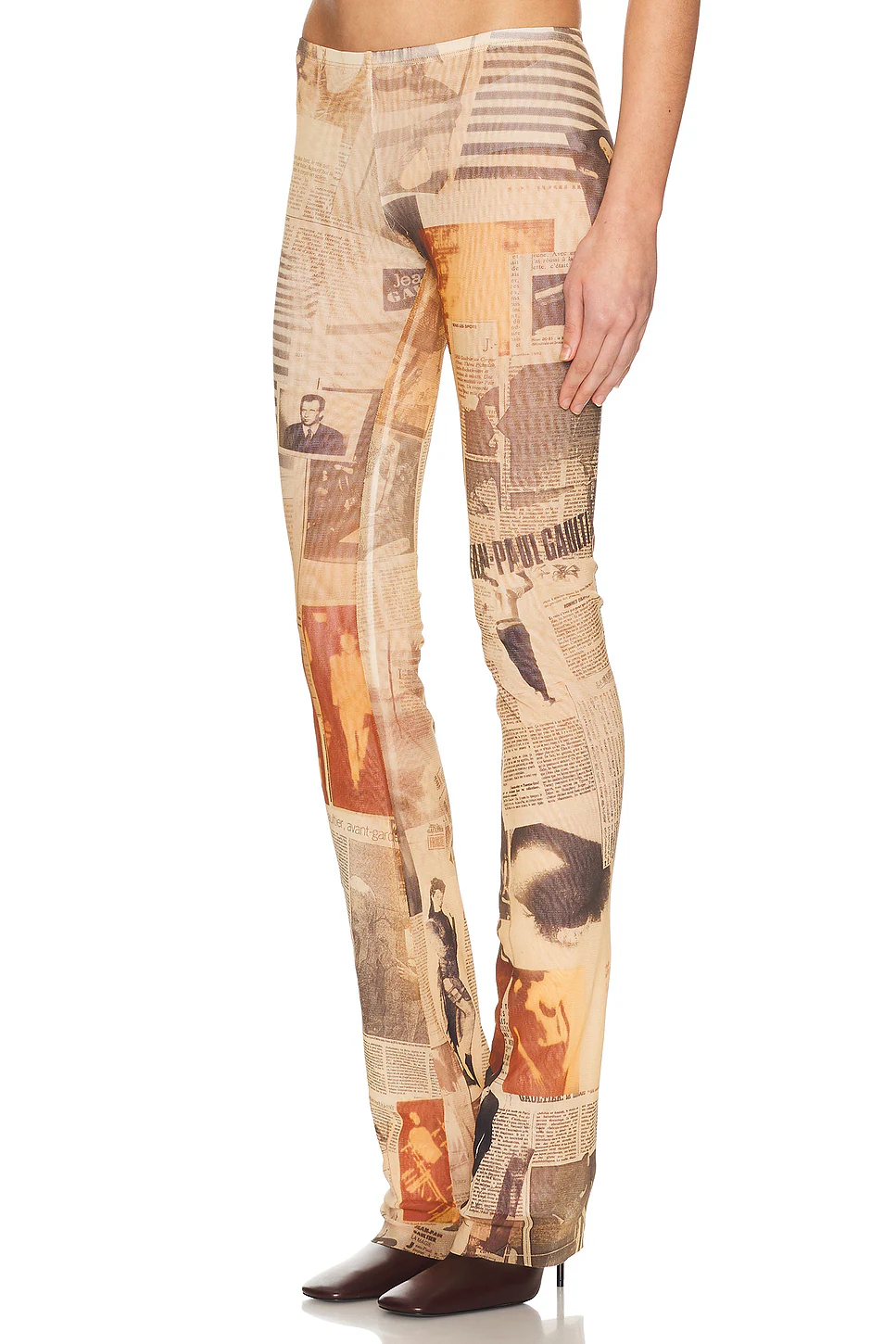 Mesh Printed Journal Trouser Ecru, Light Grey, & Red