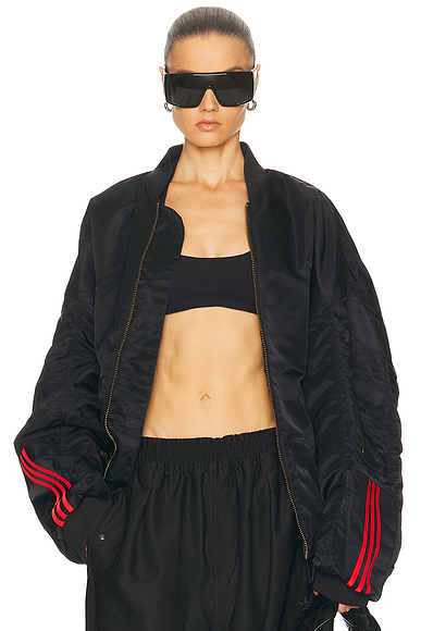 x Willy Chavarria Satin Bomber Jacket Black