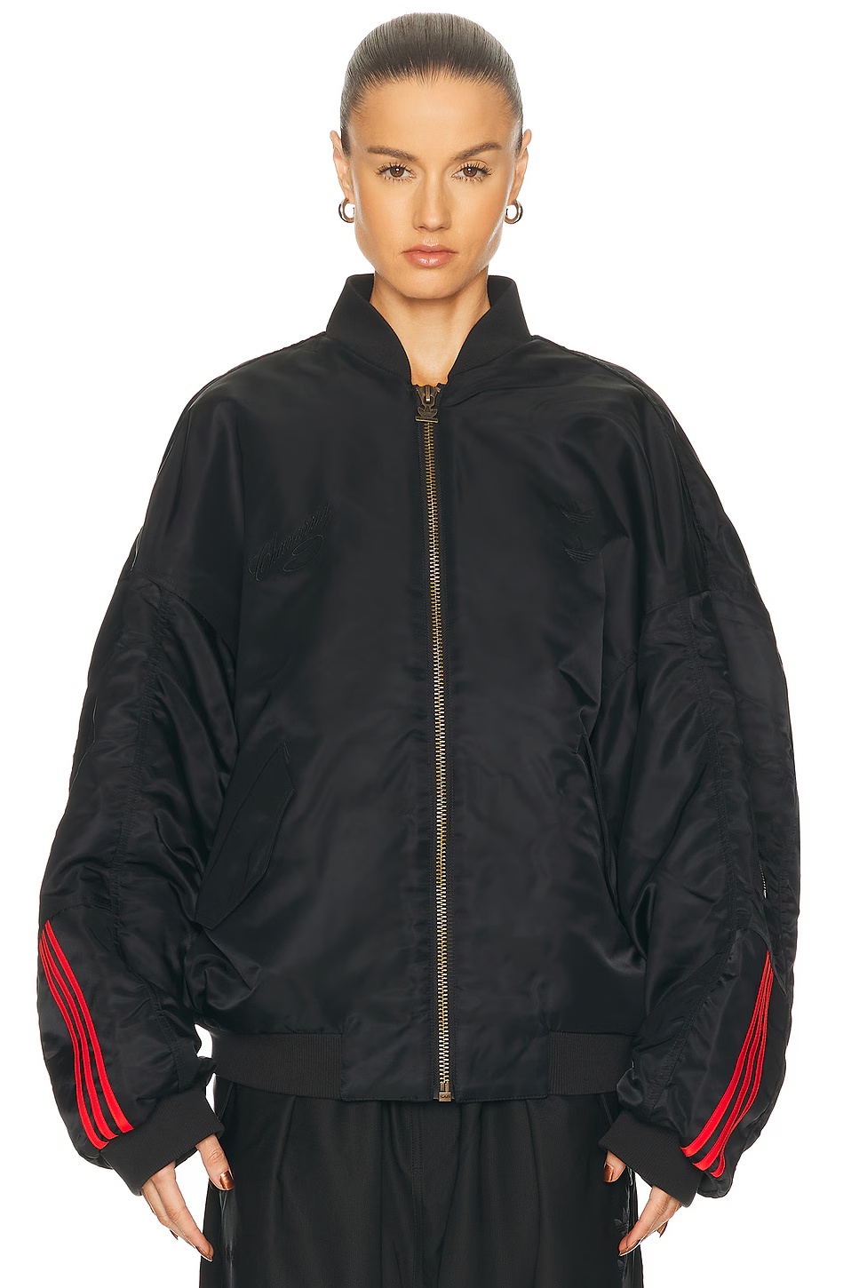x Willy Chavarria Satin Bomber Jacket Black