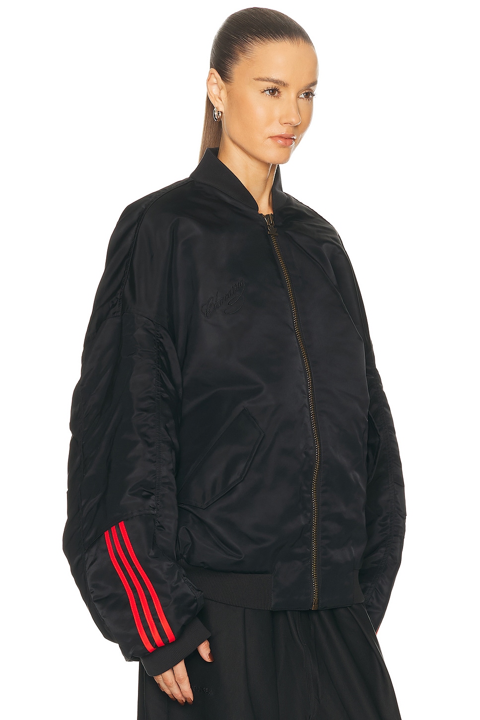 x Willy Chavarria Satin Bomber Jacket Black