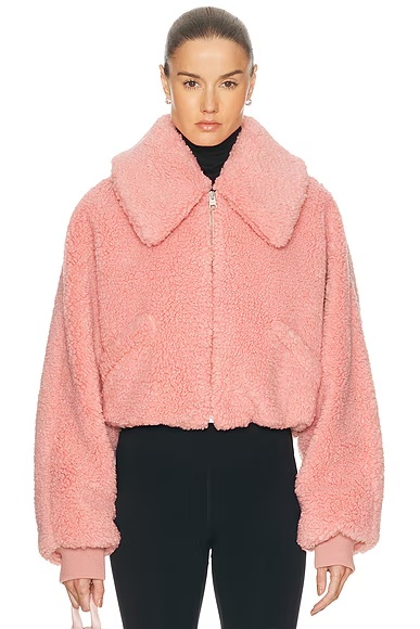 Faux Fur Bomber Jacket Light Pink