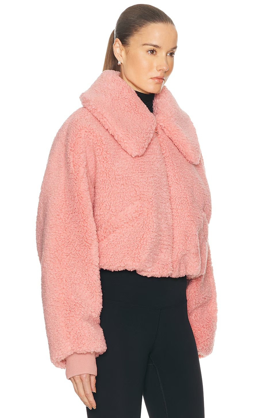 Faux Fur Bomber Jacket Light Pink