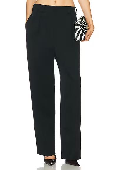 Double Pleated Low Waist Pant Black