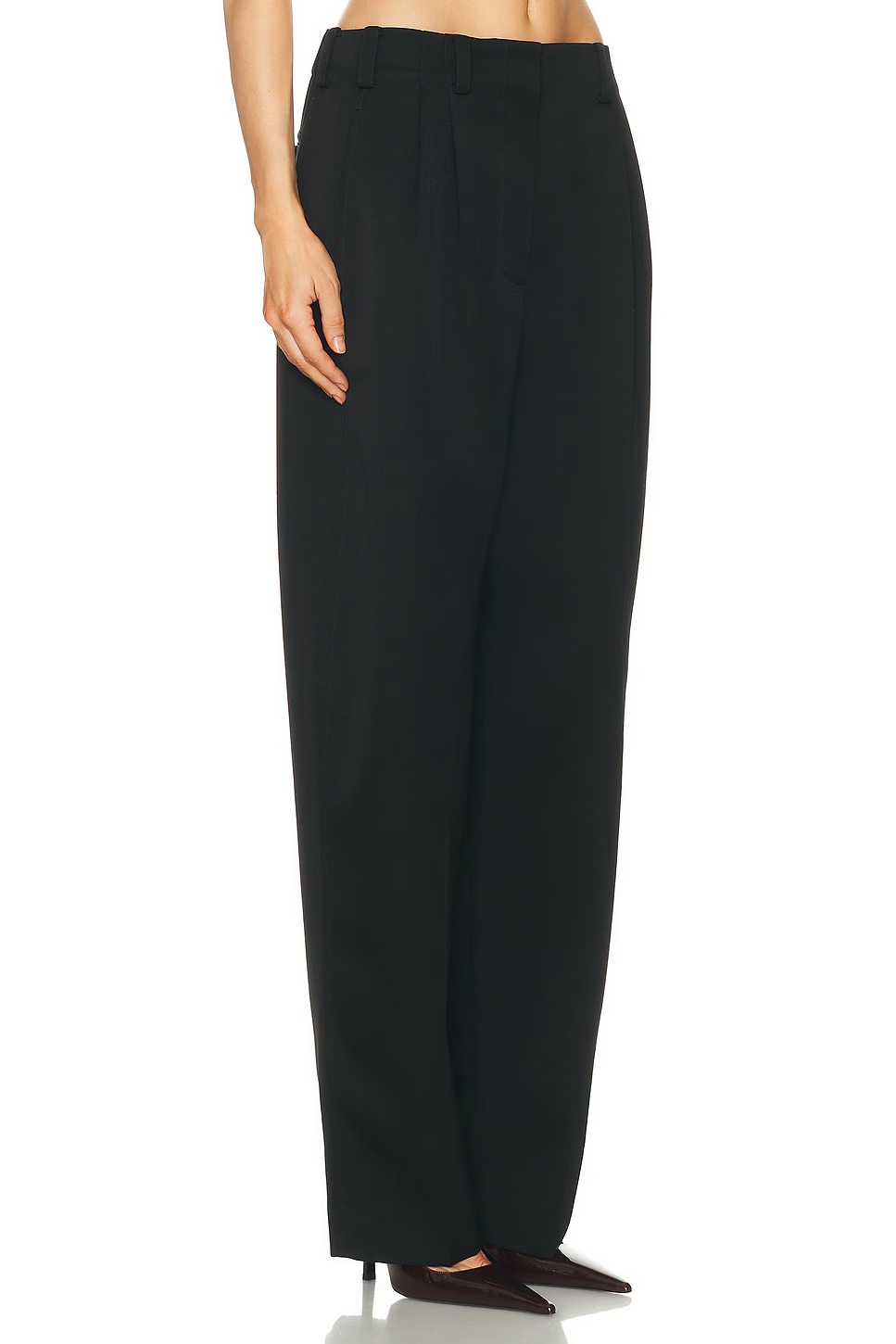 Double Pleated Low Waist Pant Black