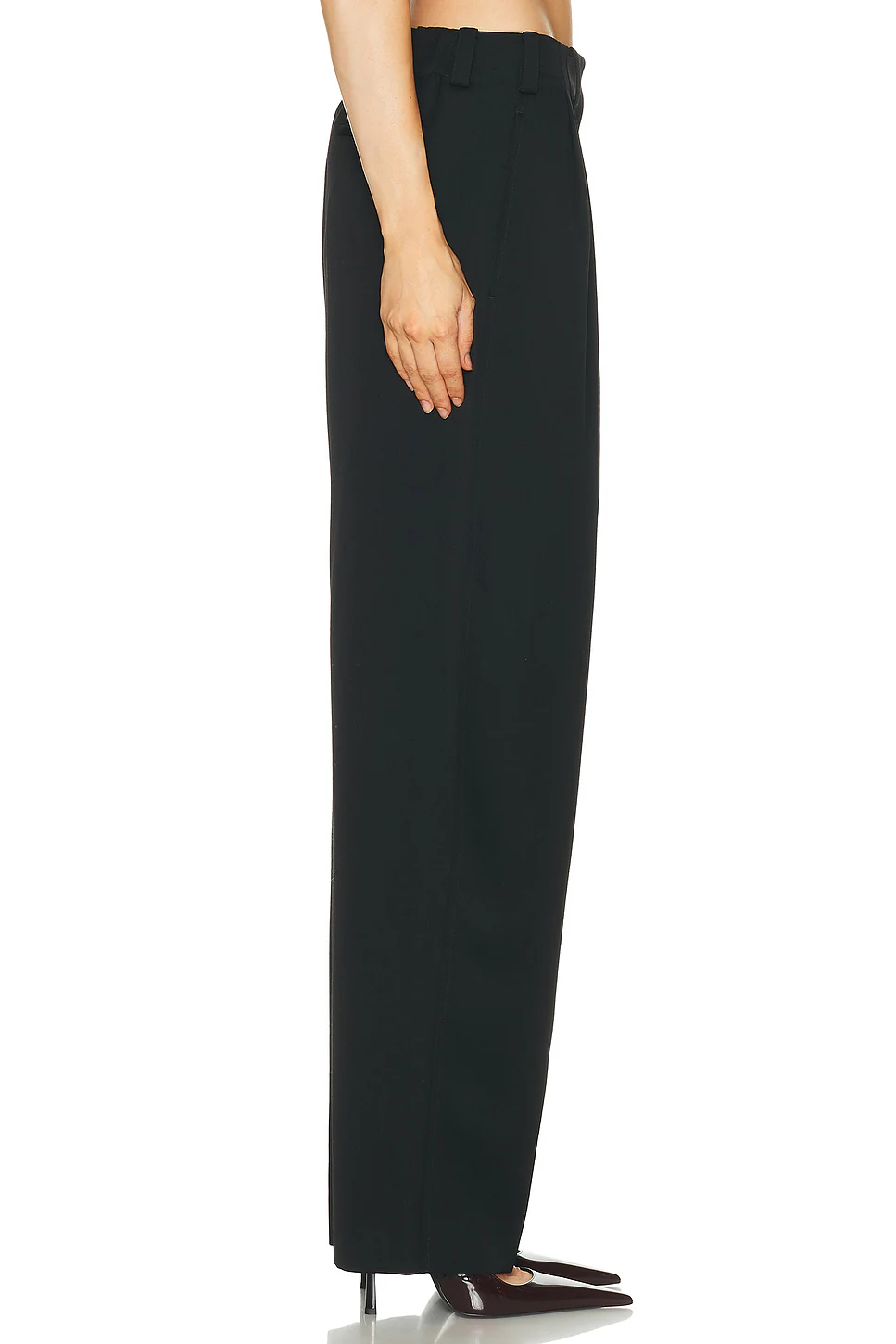 Double Pleated Low Waist Pant Black