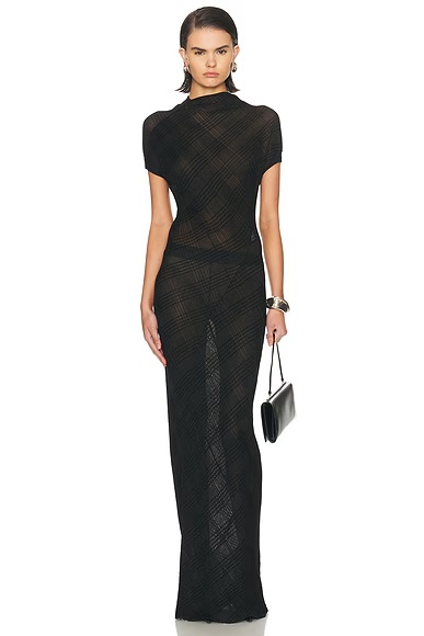 Stripes Bias Long Dress Black