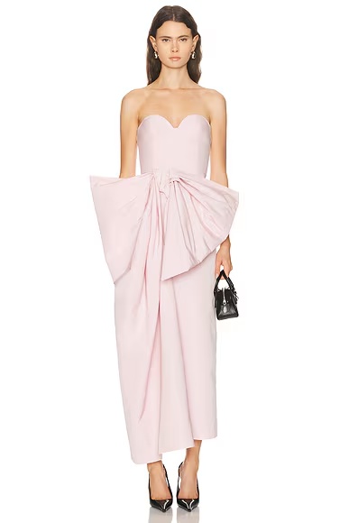 Long Bustier Bow Dress Light Pink