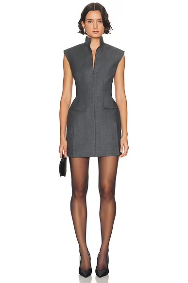 Sleeveless Jacket Dress Grey Mix
