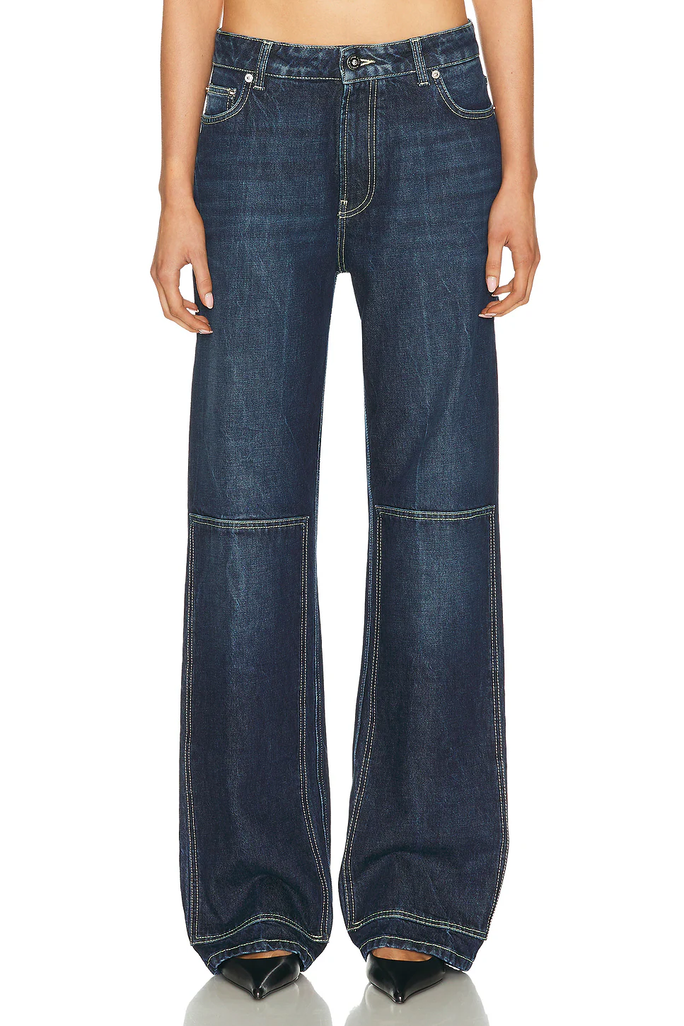Workwear Detail Back Cutout Denim Trouser Dark Vintage Blue