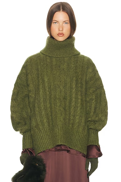 Claudiya Cable Turtleneck Forest Green