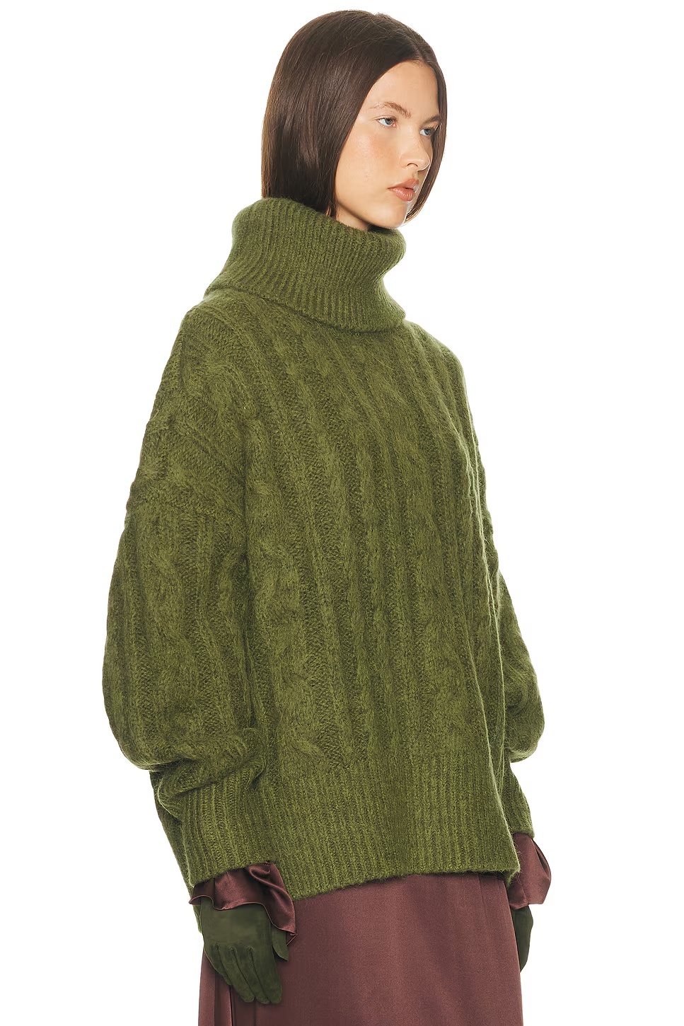 Claudiya Cable Turtleneck Forest Green