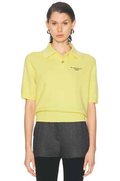Short Sleeve Polo Top Acid Yellow
