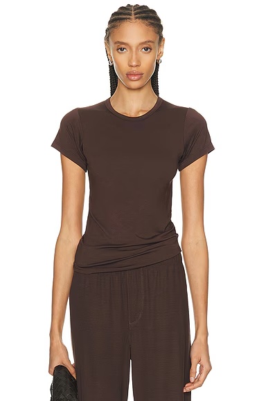 Fitted Crewneck Short Sleeve T-Shirt Espresso
