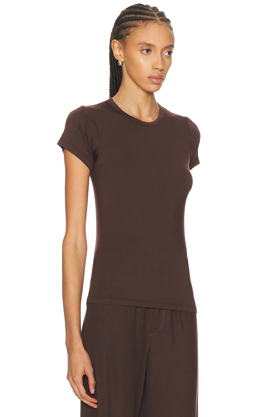 Fitted Crewneck Short Sleeve T-Shirt Espresso