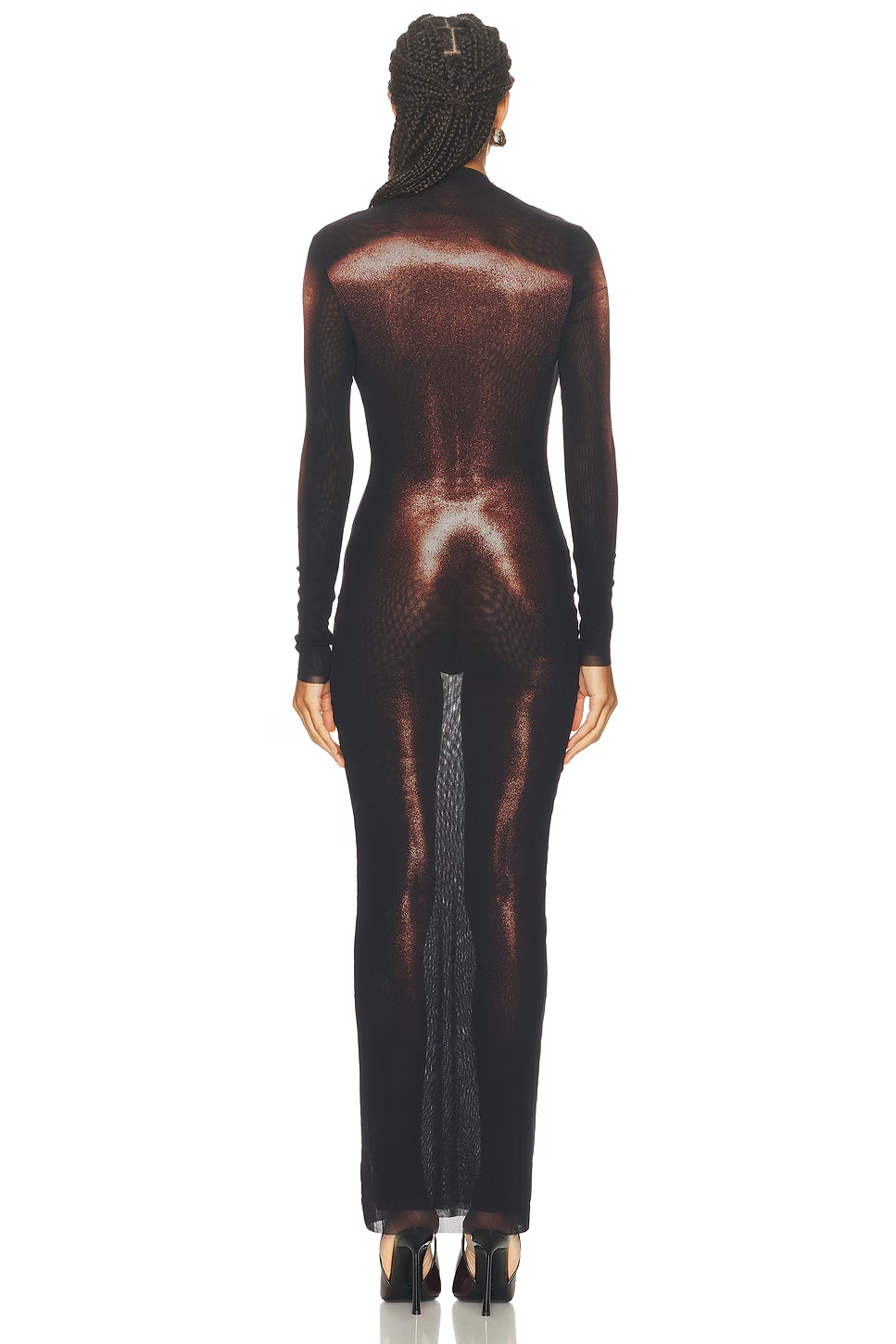 Asymmetric Collar Long Body Dust Print Dress Black & Brown 4 Asymmetric Collar Long Body Dust Print Dress Black & Brown