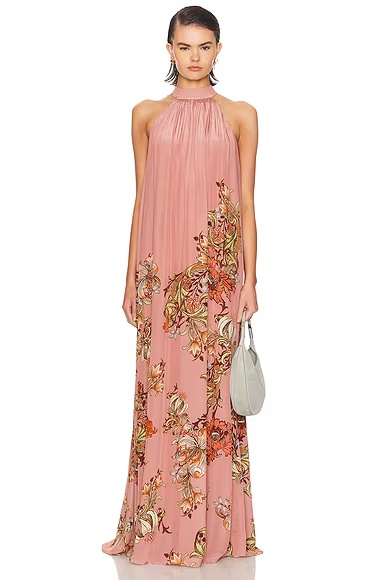 Back Tie Maxi Dress Dusty Pink