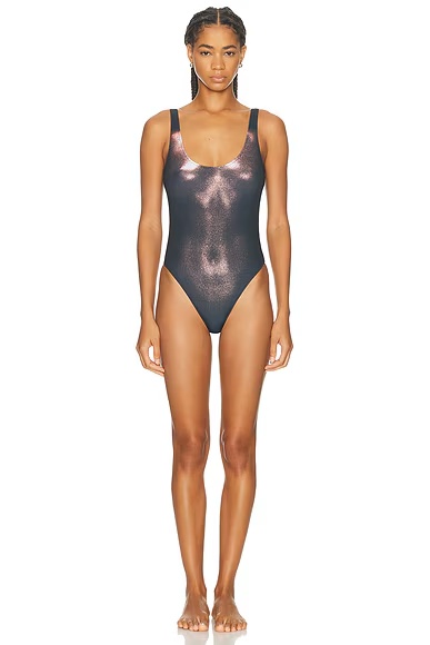 Body Dust Printed One Piece Swimsuit Black & Brown