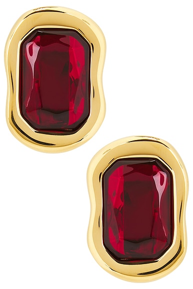 Sculptural Earrings Golden & Red