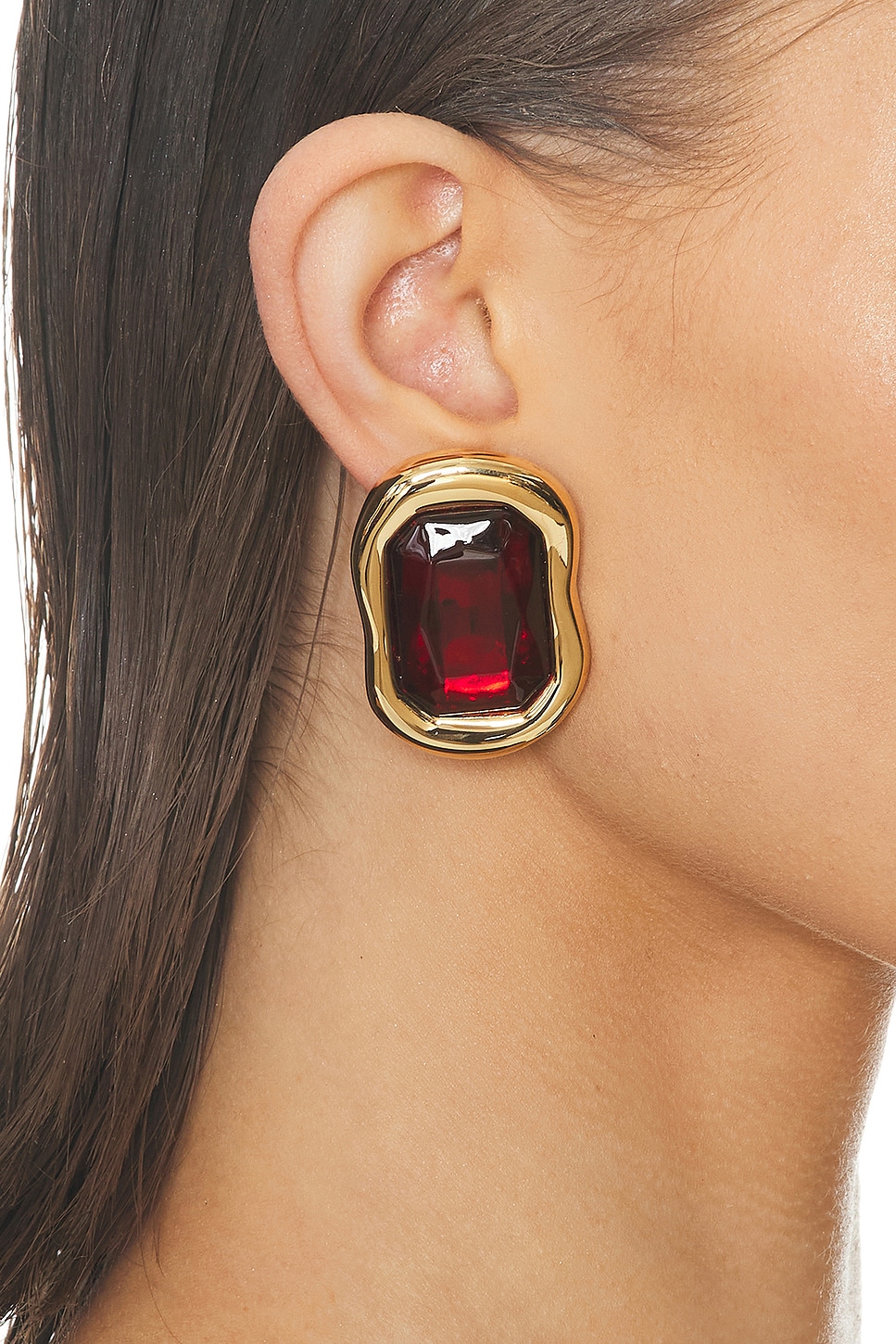 Sculptural Earrings Golden & Red