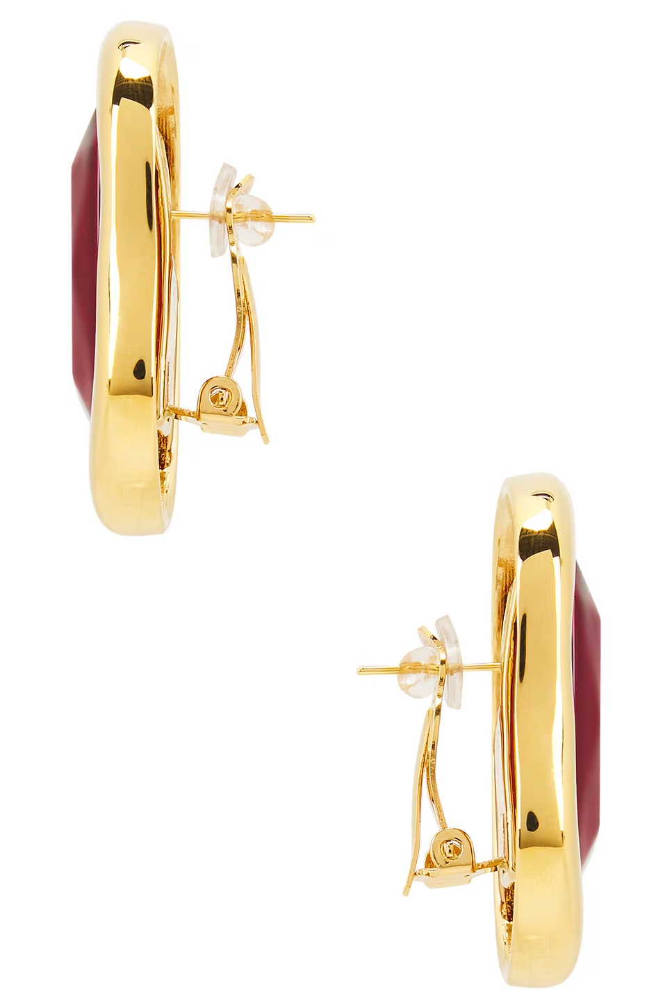 Sculptural Earrings Golden & Red