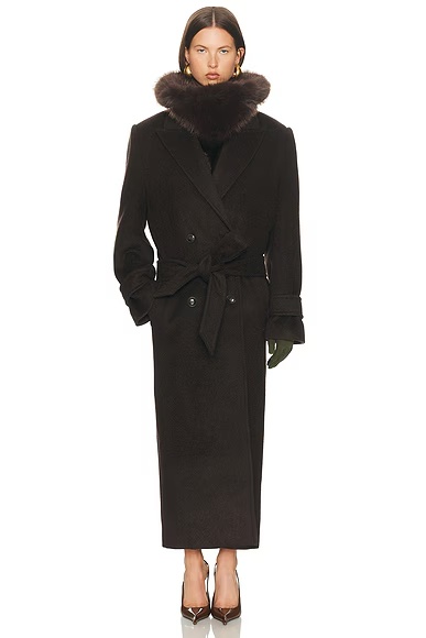 Bold Shoulder Long Coat Espresso