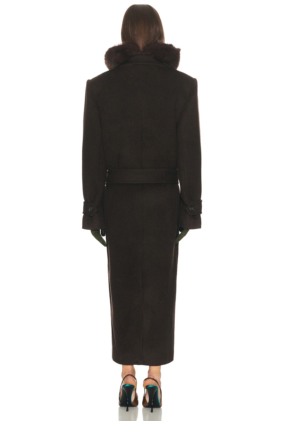 Bold Shoulder Long Coat Espresso