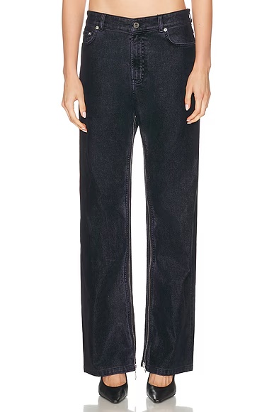 Inseam Zip Detail Flock Pant Navy