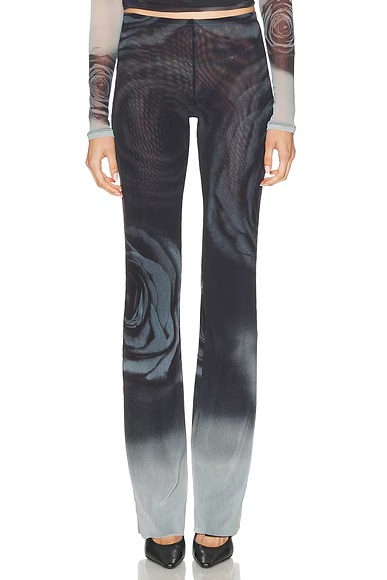 Blurry Roses Printed Straight Trouser White, Grey, & Black