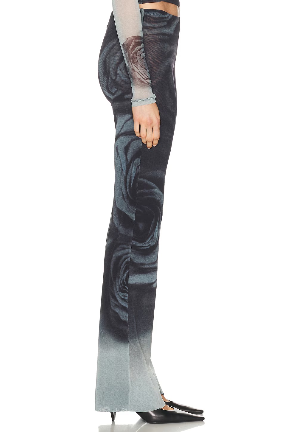 Blurry Roses Printed Straight Trouser White, Grey, & Black
