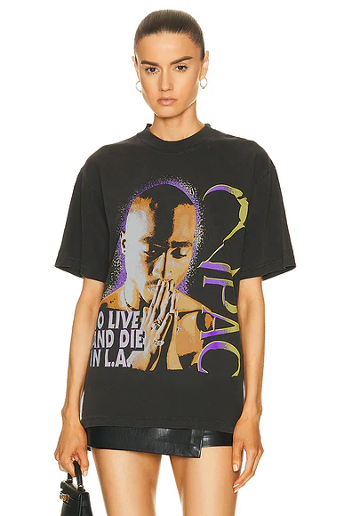 2pac To Live and Die in LA T-shirt Washed Black