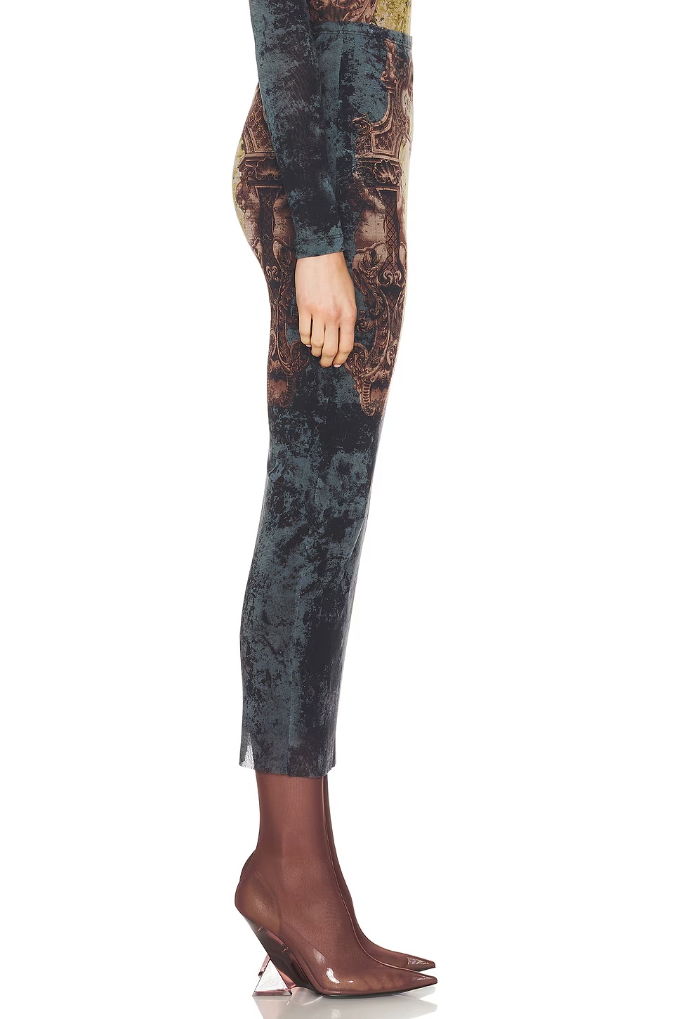 Medaillon Printed Long Skirt Black, Vintage Blue, & Green