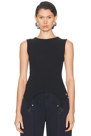 Lingerie Garter Ribbed Tank Top Black