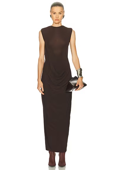 Draped Long Dress Brown