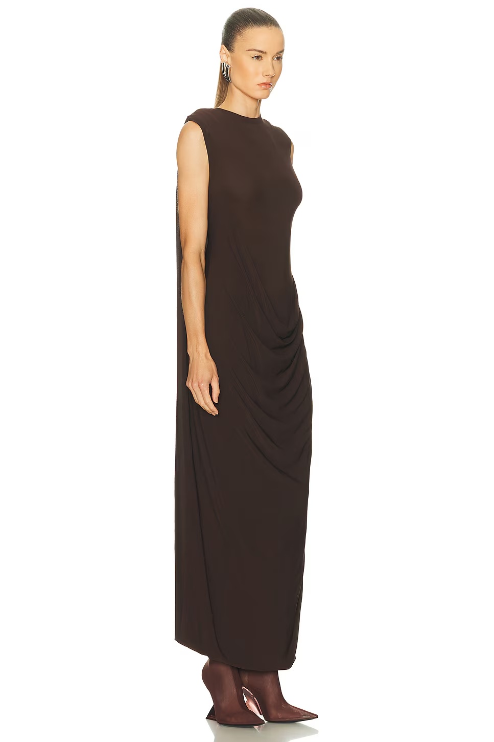Draped Long Dress Brown