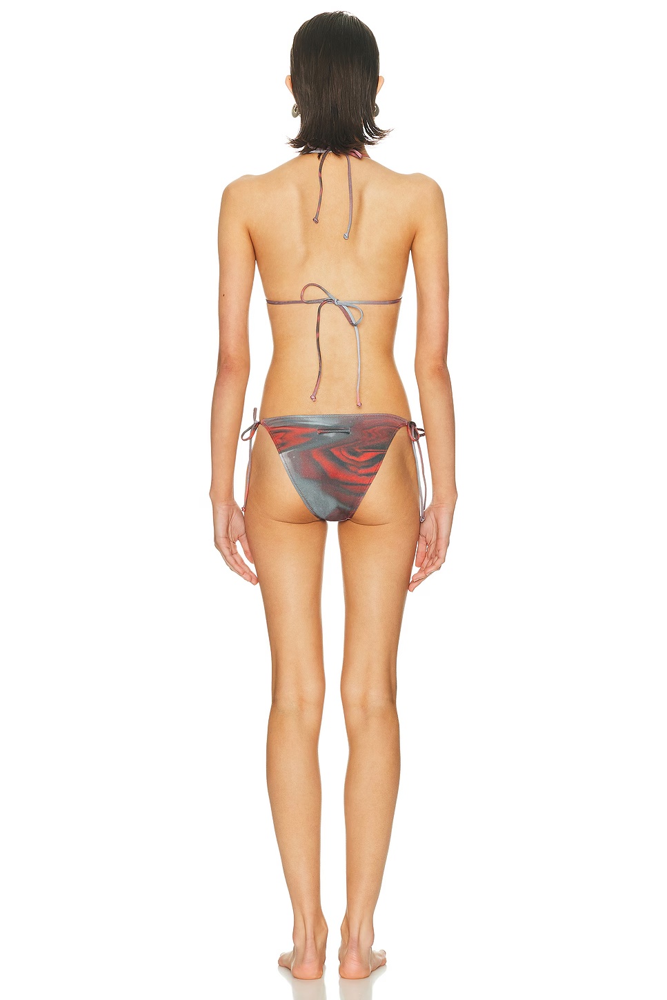 Blurry Roses Printed Bikini Set White, Grey, & Red