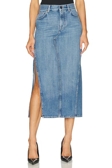 Long Denim Skirt Medium Blue