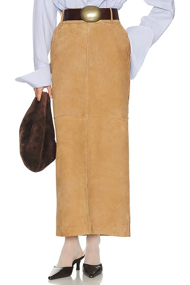 Suede Column Skirt Caramel