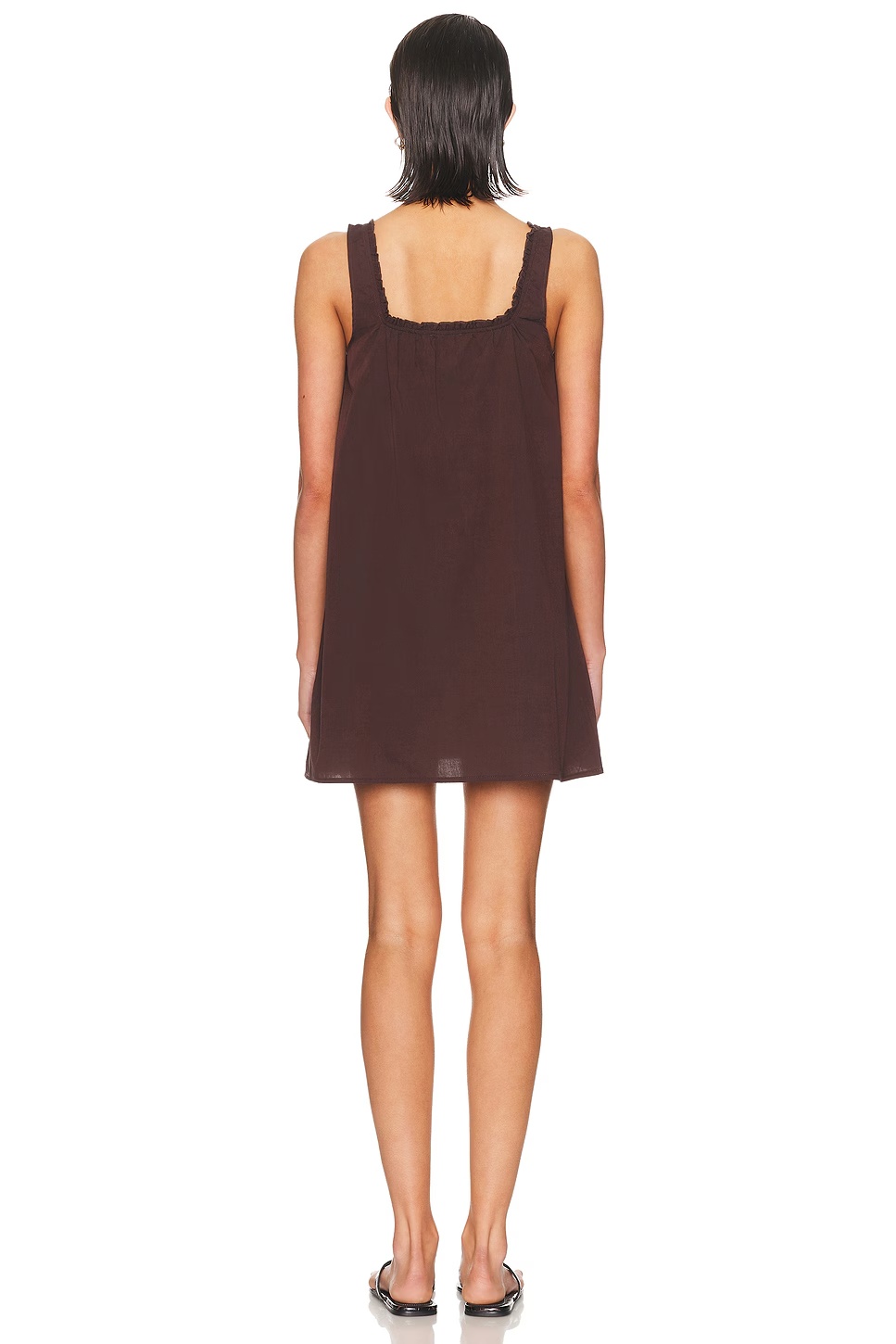 Button Frill Mini Dress Umber